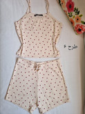 ست تاپ و شورتک کبریتی زنانه طرح دار برند زارا ZARA