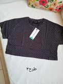 تیشرت کراپ زنانه نخی طرح دار برند H&M