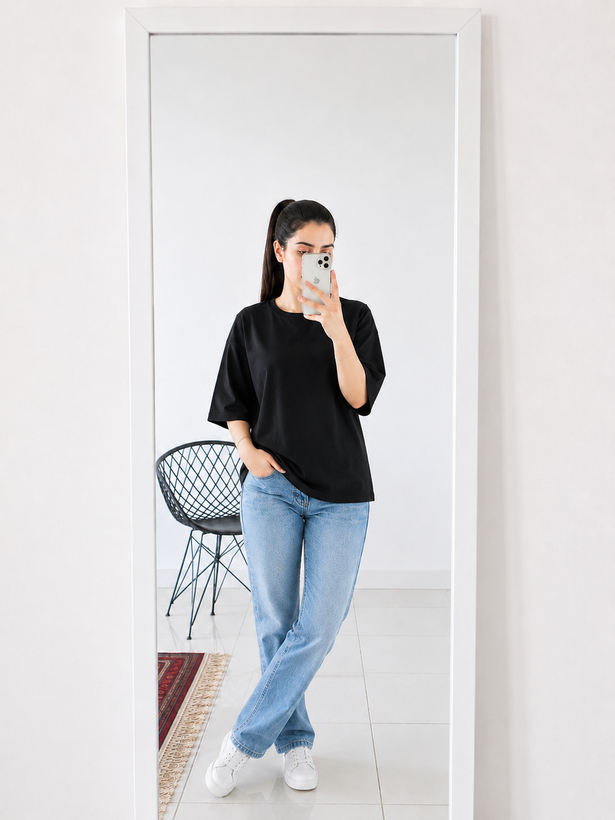 تیشرت زنانه بیسیک مشکی